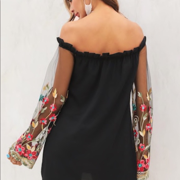 5⭐️⭐️ 1 LEFT BOHO Floral Embroidered Dress L - Picture 2 of 6